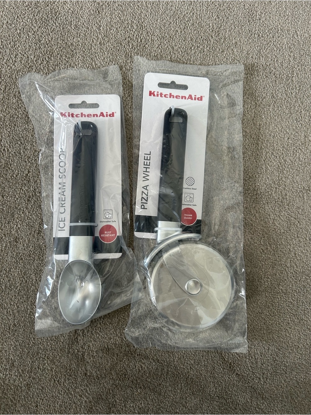 KitchenAid Black Ice Cream Scoop & Pizza Wheel